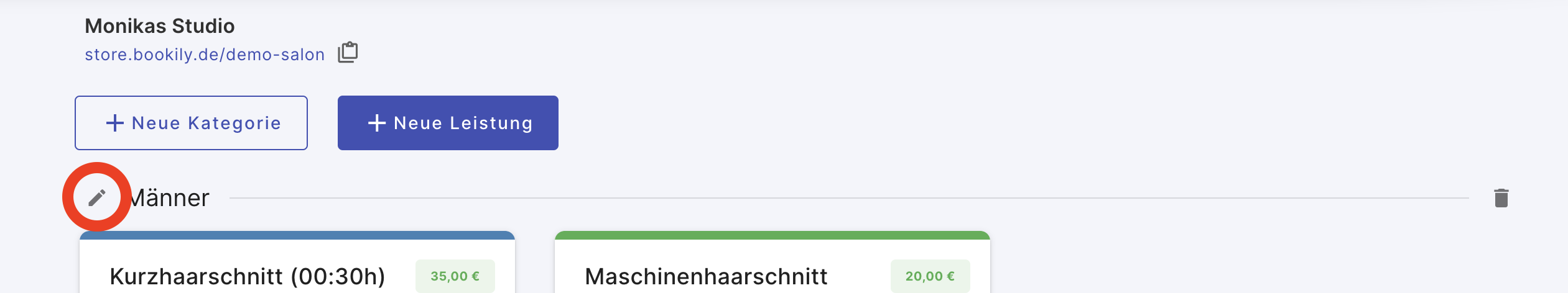 Kategorie umbenennen